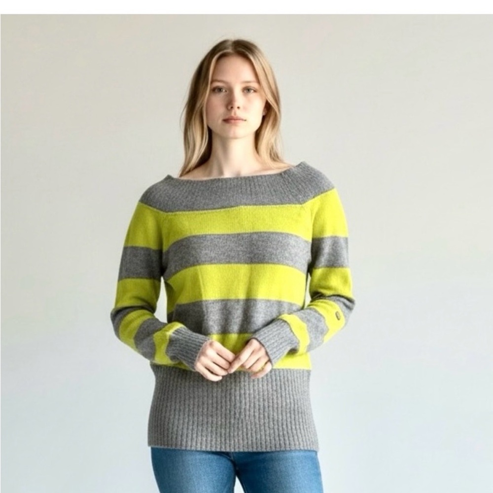 NEW Armani Exchange Yellow & Gray Striped Sweater – Size S (fits XS-S)